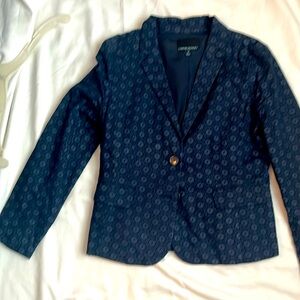 Navy blue fitted jacket with sewed circles, size medium